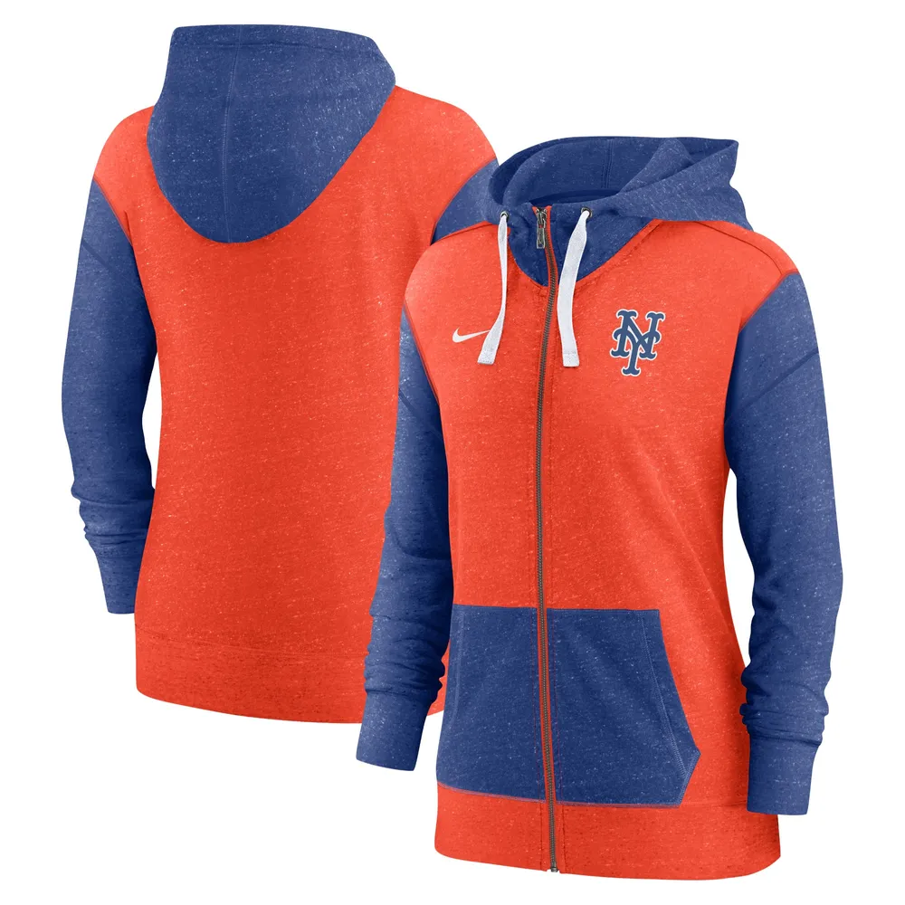 Sweat à capuche entièrement zippé Nike Mets de New York orange pour femme