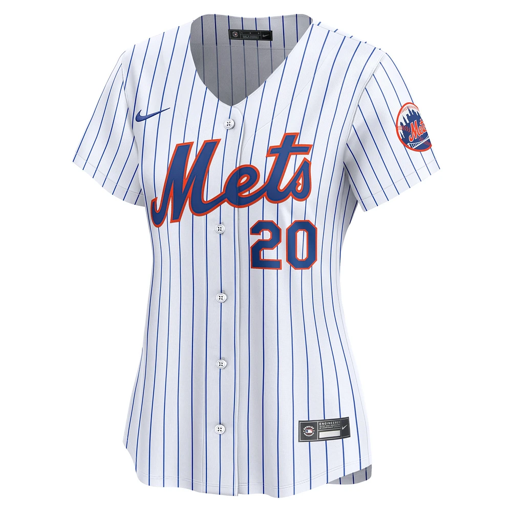 Maillot de joueur Nike Pete Alonso pour femme, blanc, New York Mets, domicile limité