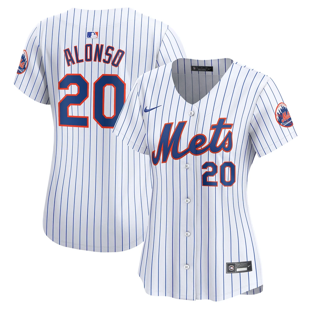 Maillot de joueur Nike Pete Alonso pour femme, blanc, New York Mets, domicile limité