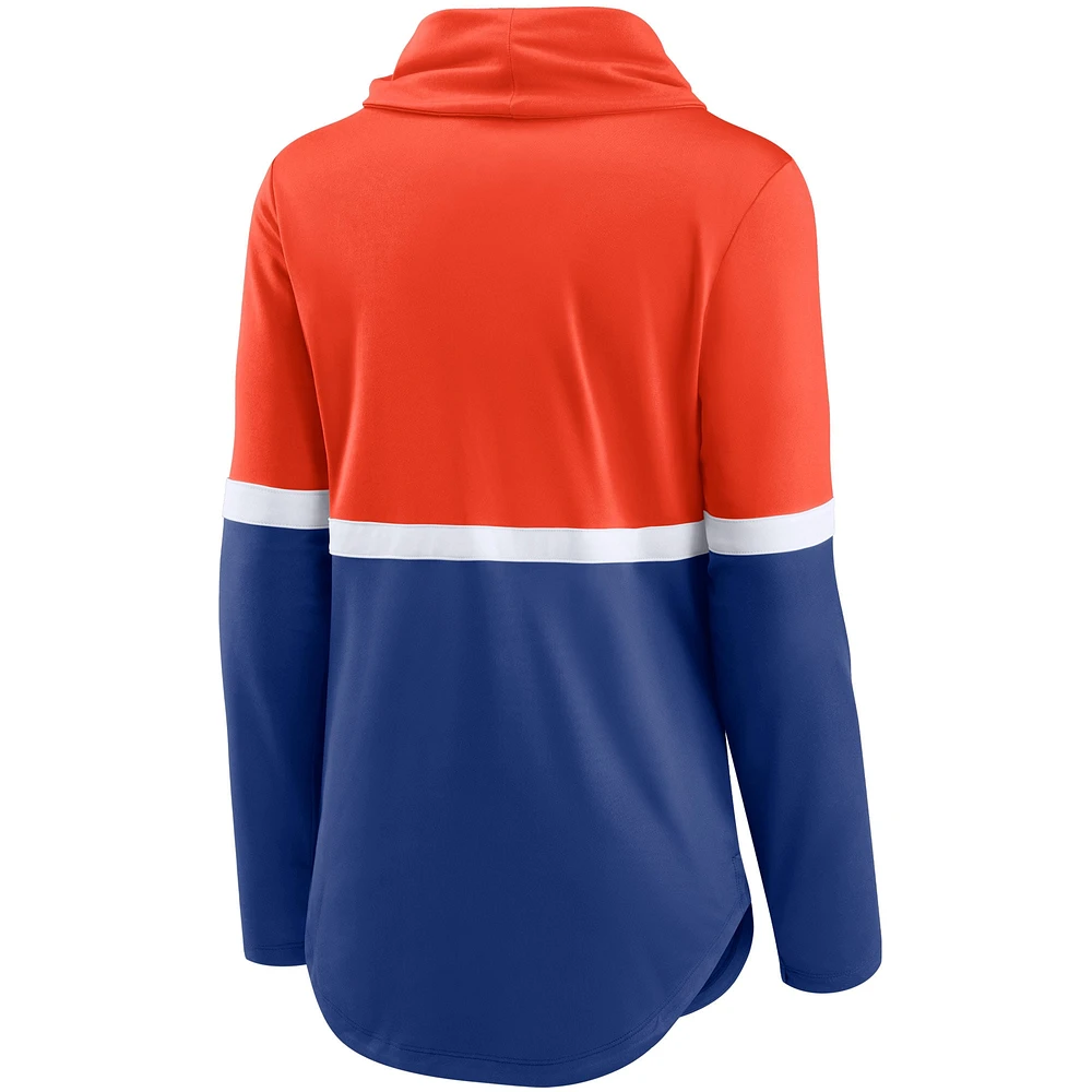 Sweat-shirt à enfiler Fashion Performance avec lettrage New York Mets Club Nike pour femme, bleu royal/orange