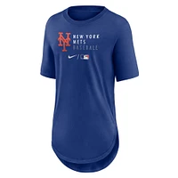 T-shirt à manches courtes trois mélanges Nike Royal New York Mets Authentic Collection pour femme