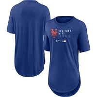 T-shirt à manches courtes trois mélanges Nike Royal New York Mets Authentic Collection pour femme