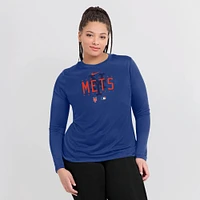 T-shirt à manches longues Nike Royal New York Mets Authentic Collection Legend Performance pour femme