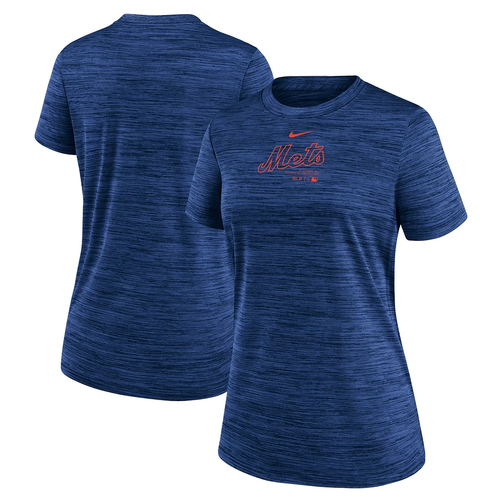 T-shirt Nike Royal New York Mets Authentic Collection Velocity Performance pour femme