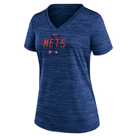 T-shirt à encolure en V Velocity Practice Performance Nike Royal New York Mets Authentic Collection pour femme