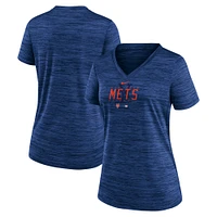 T-shirt à encolure en V Velocity Practice Performance Nike Royal New York Mets Authentic Collection pour femme