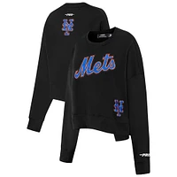 Women's Pro Standard Black New York Mets Game Day Classics Crewneck Pullover Sweatshirt