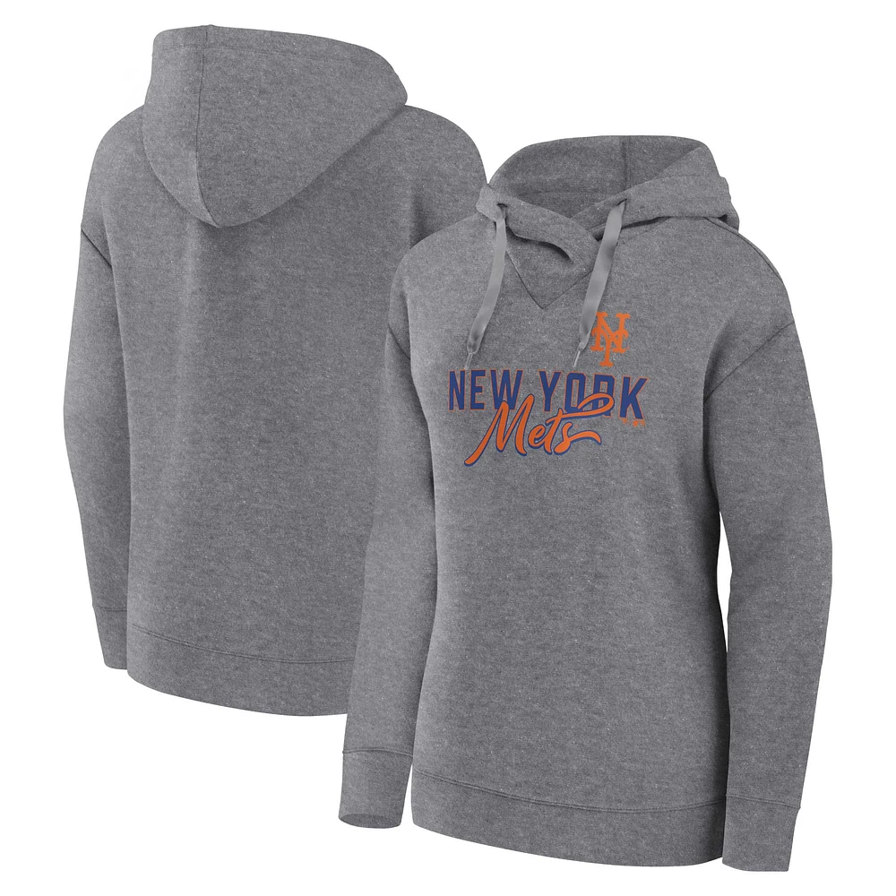 Women's Profile Heather Gray New York Mets Plus Pullover Hoodie