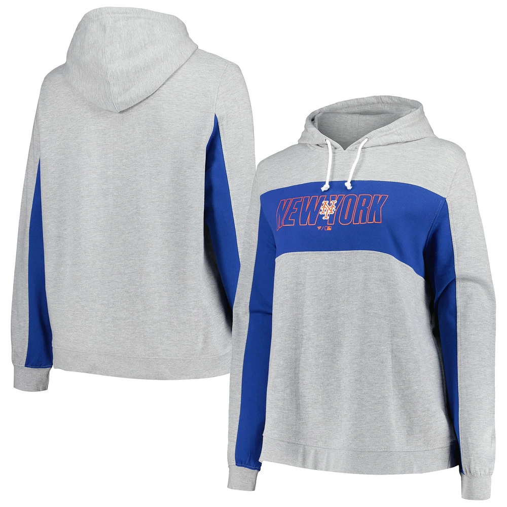 Women's Profile Heather Gray New York Mets Plus Pullover Jersey Hoodie