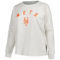 Women's Profile Oatmeal New York Mets Plus French Terry Pullover Sweatshirt