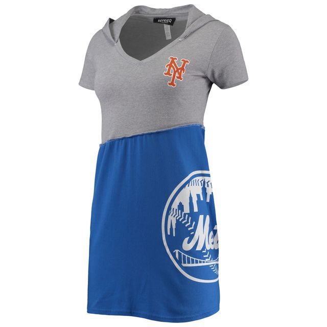 Robe à capuche Refried Apparel pour femme Gris chiné/Royal New York Mets