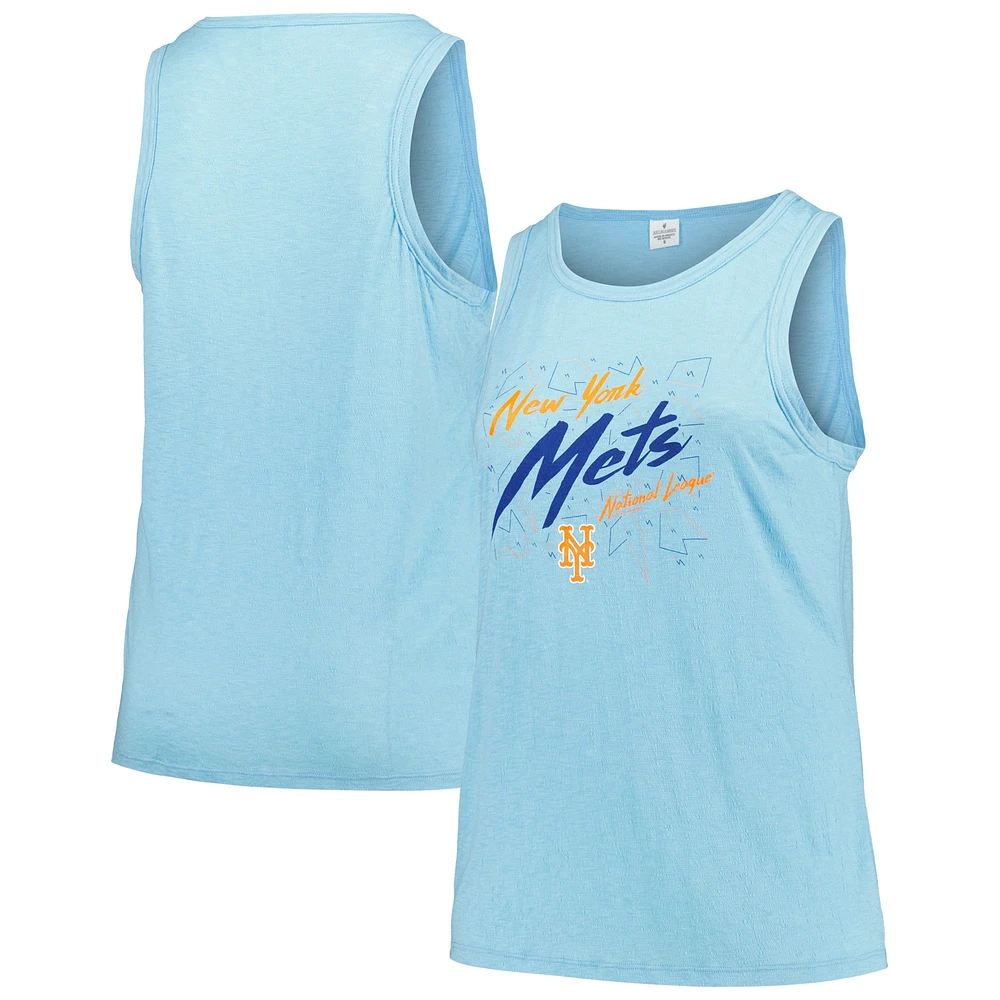 Women's Soft as a Grape Light Blue New York Mets Plus Curvy High Neck Tri-Blend Tank Top