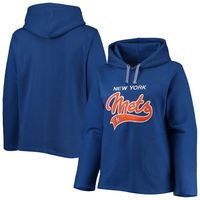 Women's Soft as a Grape Royal New York Mets Plus Side Split Pullover Hoodie