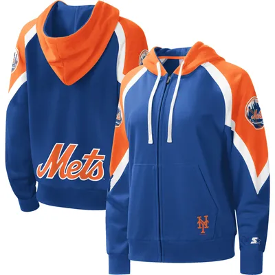 New York Mets Starter Women's Hail Mary Full-Zip Hoodie - Royal/Orange
