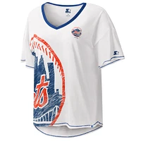 T-shirt à encolure en V pour femme Starter White Mets de New York Perfect Game