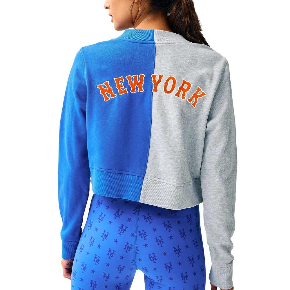 Women's Terez Gray/Royal New York Mets Cropped Button-Up Cardigan