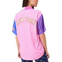 Chemise boutonnée à blocs de couleurs Terez Pink New York Mets pour femmes