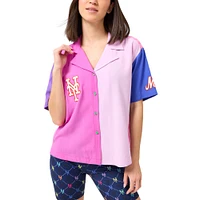 Chemise boutonnée à blocs de couleurs Terez Pink New York Mets pour femmes