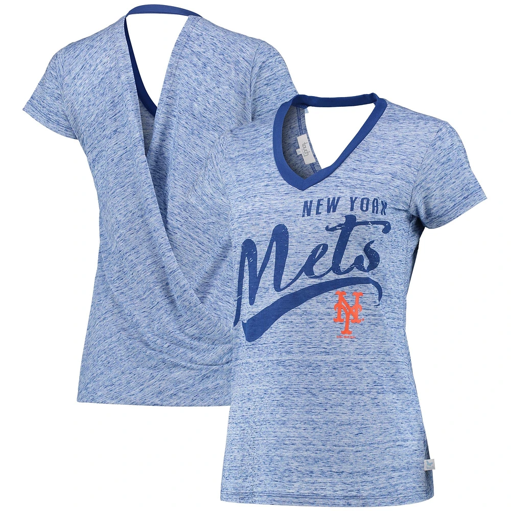 Women's Touch Royal New York Mets Hail Mary V-Neck Back Wrap T-Shirt