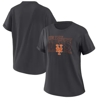 New York Mets WEAR by Erin Andrews Women's Oversized Boyfriend T-Shirt - Charcoal