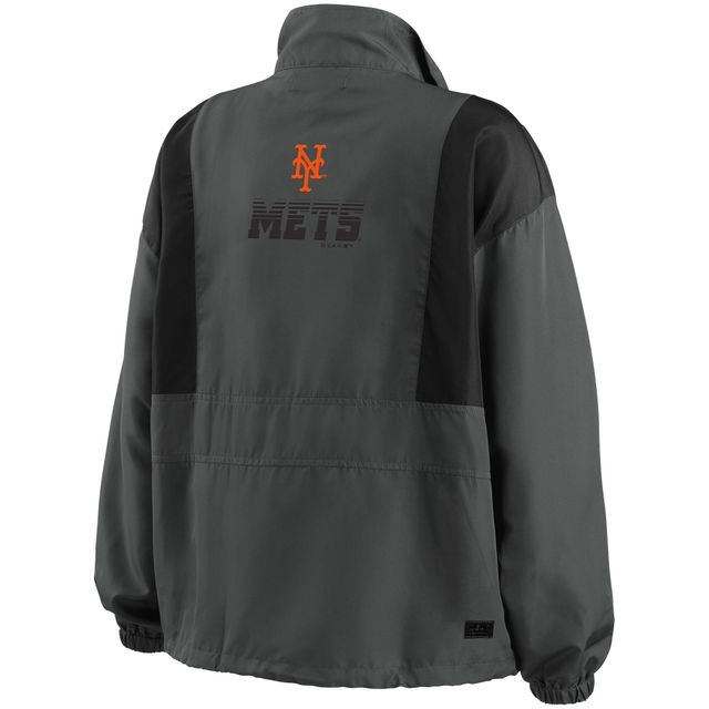 WEAR by Erin Andrews - Veste compressible à demi-zip des New York Mets gris anthracite pour femme