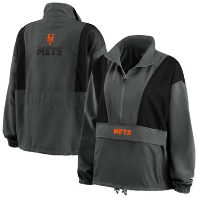 Women's WEAR by Erin Andrews Charcoal New York Mets Packable Half-Zip Jacket