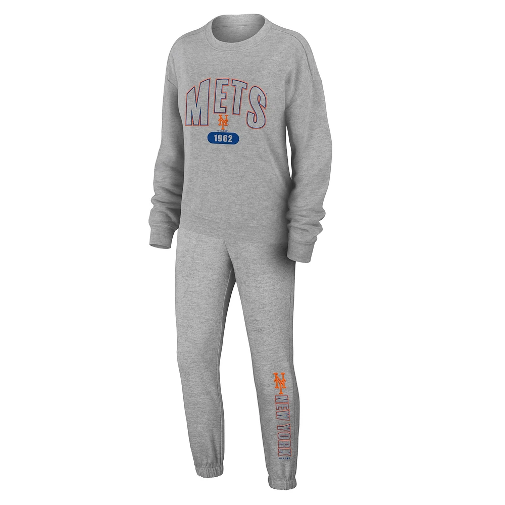 WEAR by Erin Andrews Ensemble de salon tricoté gris New York Mets pour femmes