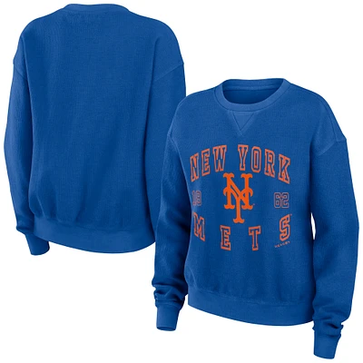 Women's WEAR by Erin Andrews Royal New York Mets Vintage Cord Pullover Sweatshirt