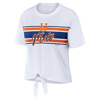 T-shirt WEAR by Erin Andrews blanc à nouer sur le devant des Mets de New York pour femmes