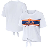 T-shirt WEAR by Erin Andrews blanc à nouer sur le devant des Mets de New York pour femmes