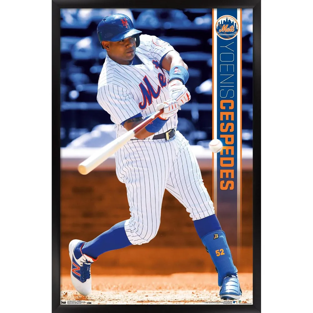 The 52 necklace worn by Yoenis Cespedes of the New York Mets as he