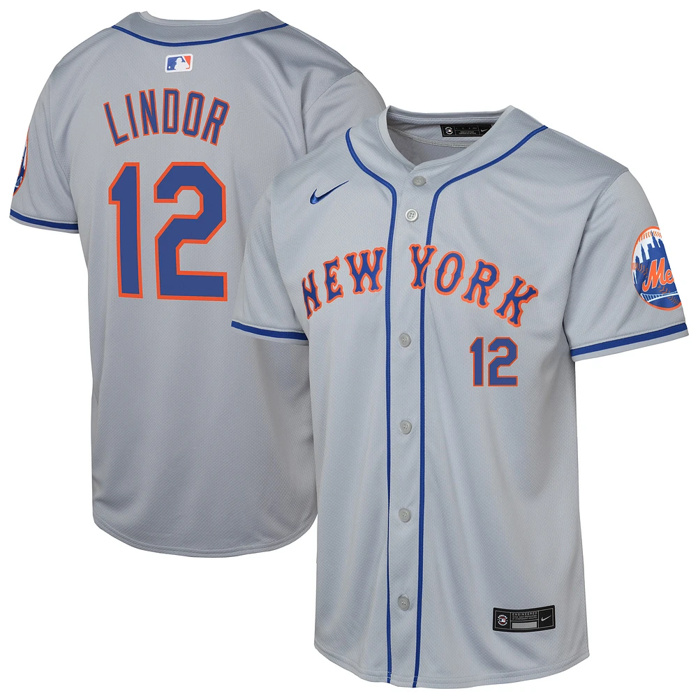Maillot de joueur Nike Francisco Lindor gris New York Mets Road Limited pour jeunes