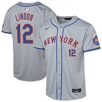 Maillot de joueur Nike Francisco Lindor gris New York Mets Road Limited pour jeunes