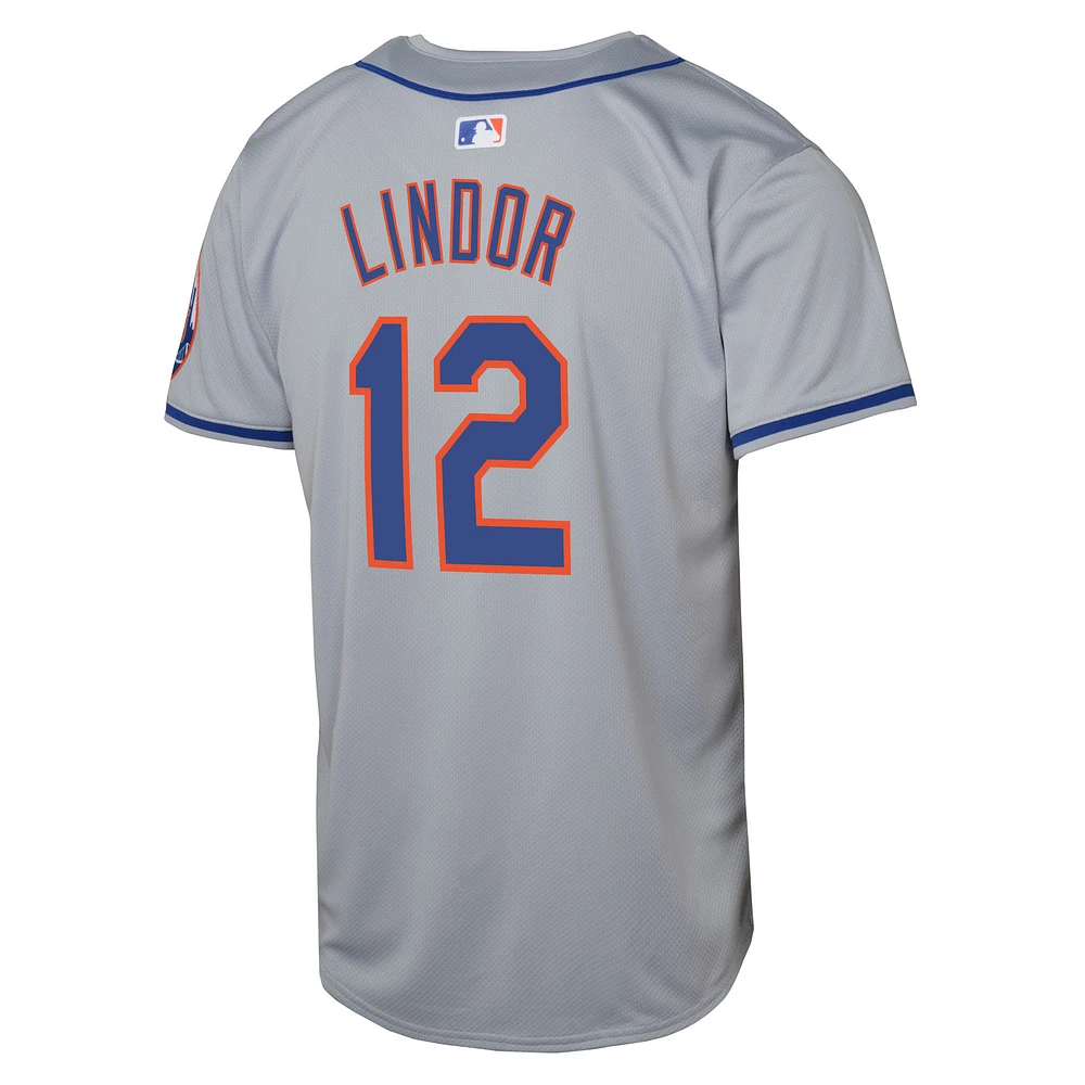 Maillot de joueur Nike Francisco Lindor gris New York Mets Road Limited pour jeunes