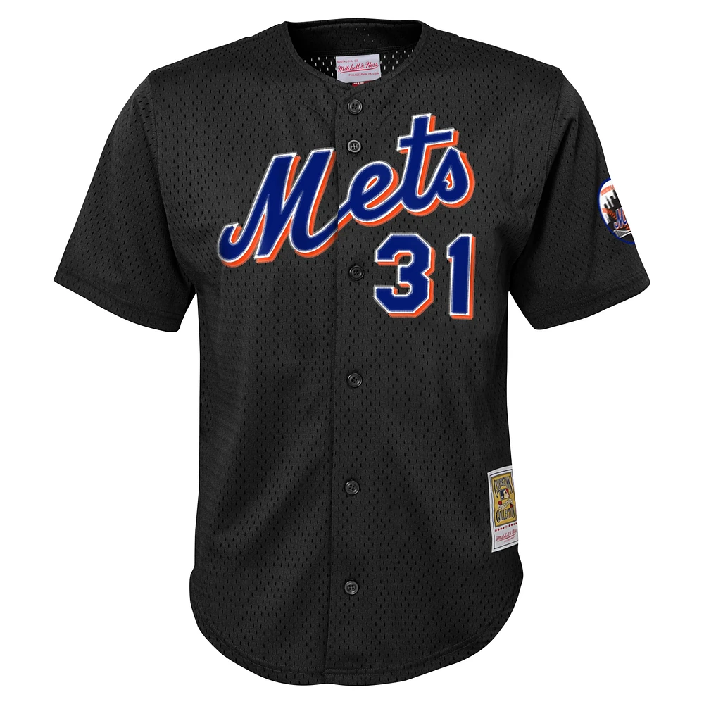 Youth Mitchell & Ness Mike Piazza Black New York Mets Cooperstown Collection Mesh Batting Practice Jersey