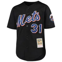 Jeunes Mitchell & Ness Mike Piazza Noir New York Mets Cooperstown Collection Maillot d'entraînement au bâton en maille