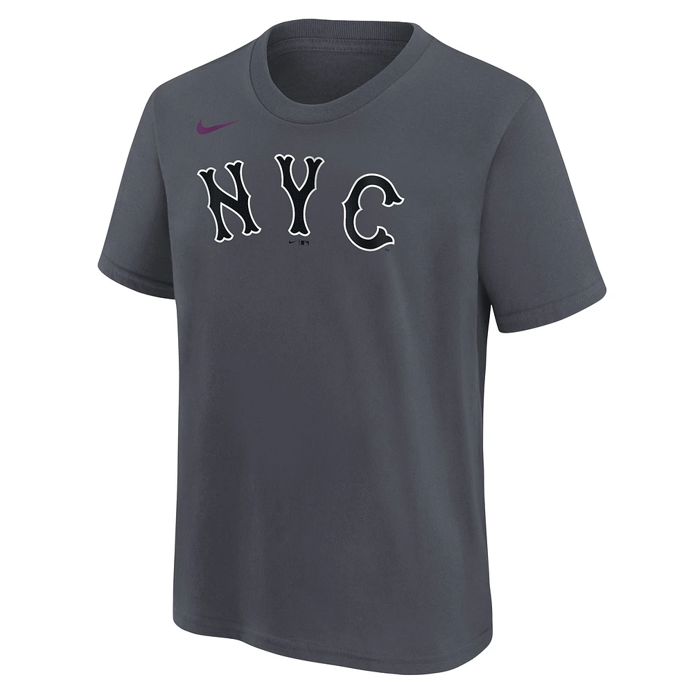Youth Nike Brandon Nimmo Charcoal New York Mets Fuse City Connect Name & Number T-Shirt