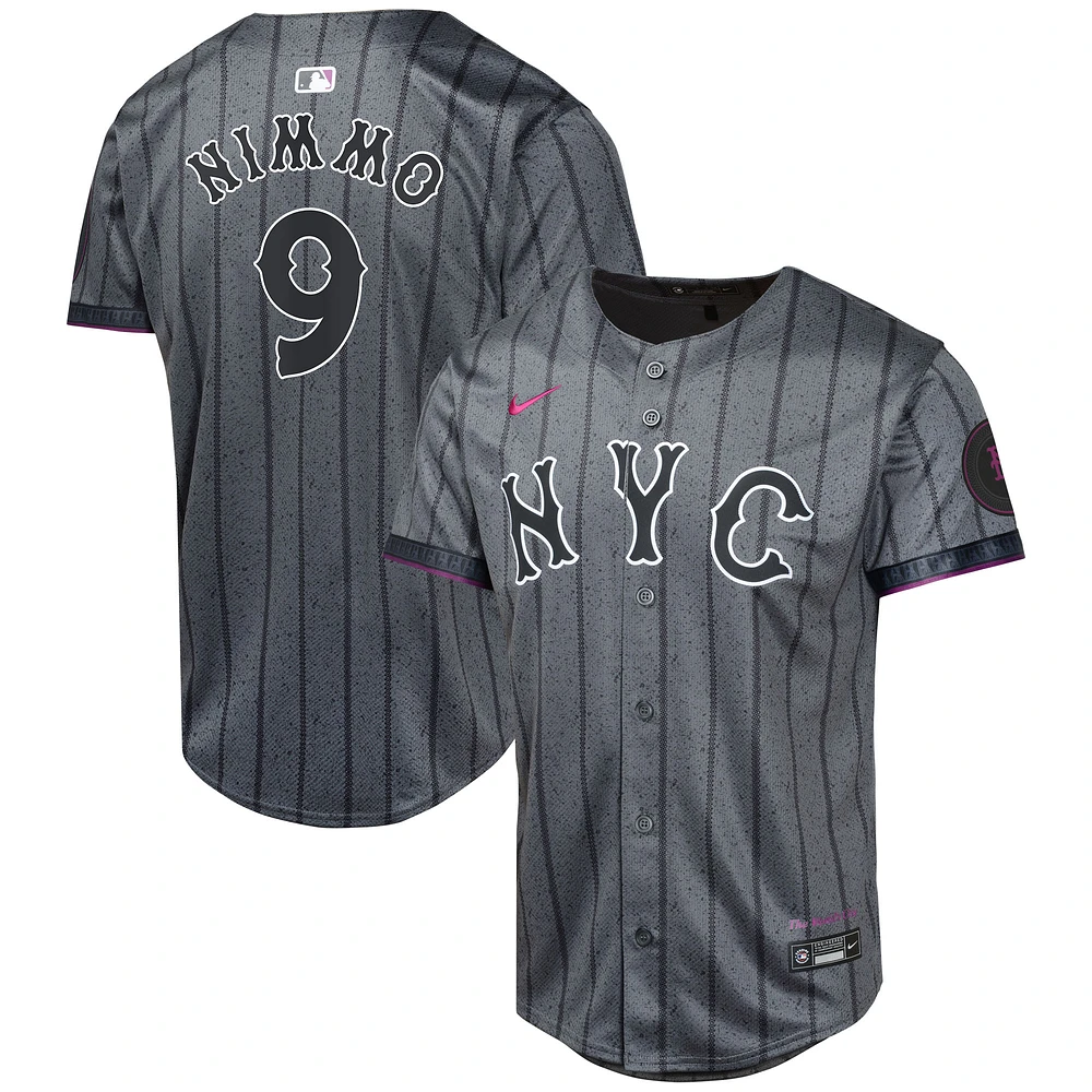 Maillot de joueur Nike Brandon Nimmo Graphite New York Mets 2024 City Connect Limited pour jeune