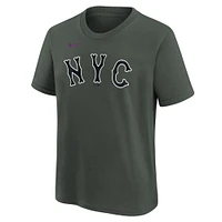 Youth Nike Francisco Alvarez Charcoal New York Mets Fuse City Connect Name & Number T-Shirt