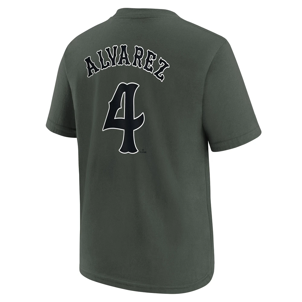 Youth Nike Francisco Alvarez Charcoal New York Mets Fuse City Connect Name & Number T-Shirt