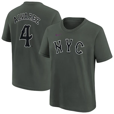 Youth Nike Francisco Alvarez Charcoal New York Mets Fuse City Connect Name & Number T-Shirt
