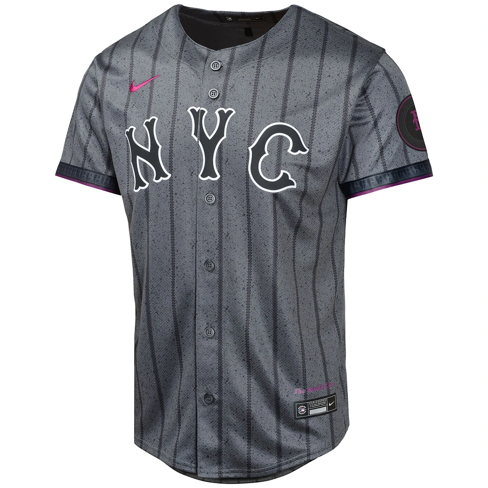 Maillot de joueur Nike Francisco Alvarez Graphite New York Mets 2024 City Connect Limited pour jeune