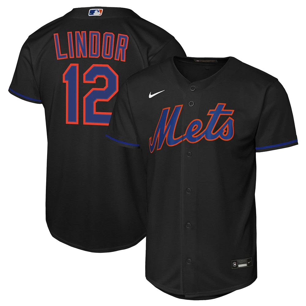Youth Nike Francisco Lindor Black New York Mets Alternate Replica 2.0 Player Jersey