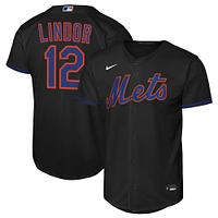 Youth Nike Francisco Lindor Black New York Mets Alternate Replica 2.0 Player Jersey