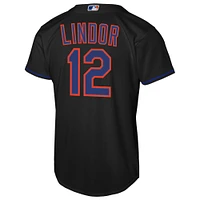 Maillot Nike Francisco Lindor noir pour jeune joueur des Mets de New York, réplique alternative 2.0