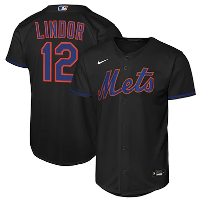 Youth Nike Francisco Lindor Black New York Mets Alternate Replica 2.0 Player Jersey