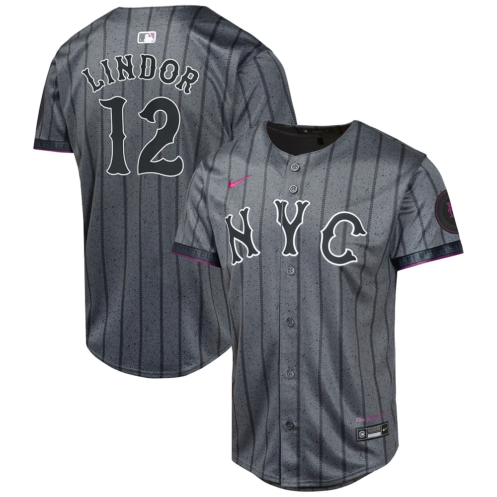 Youth Nike Francisco Lindor Graphite New York Mets 2024 City Connect Limited Player Jersey