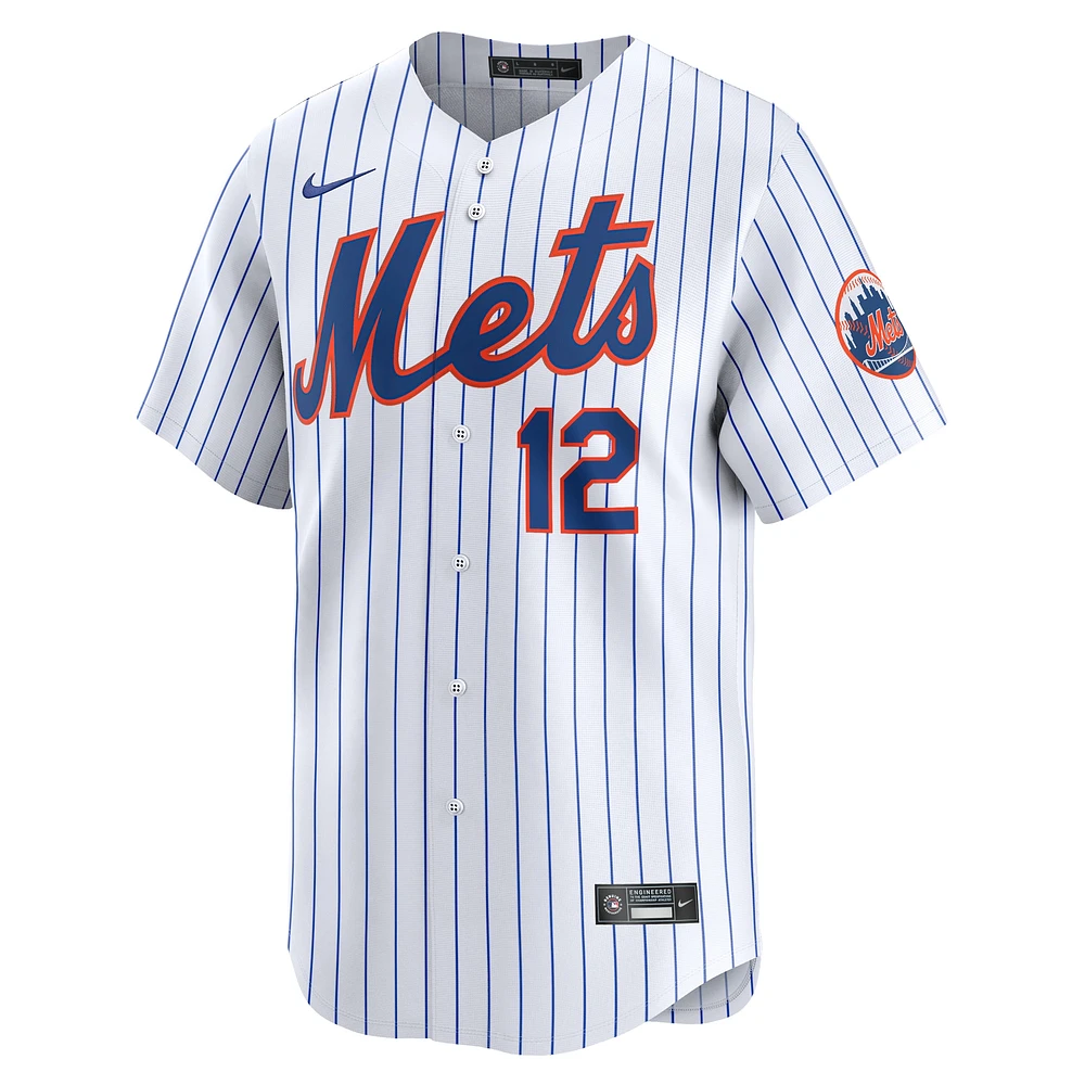 Maillot de joueur Nike Francisco Lindor pour jeune, blanc, New York Mets, domicile limité