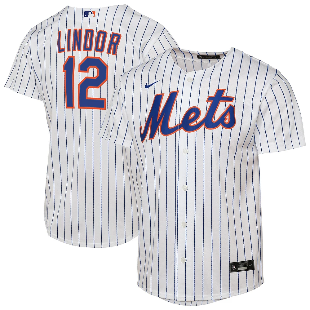 Maillot de joueur Nike Francisco Lindor blanc New York Mets Home Replica 2.0 pour jeune