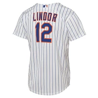 Maillot de joueur Nike Francisco Lindor blanc New York Mets Home Replica 2.0 pour jeune